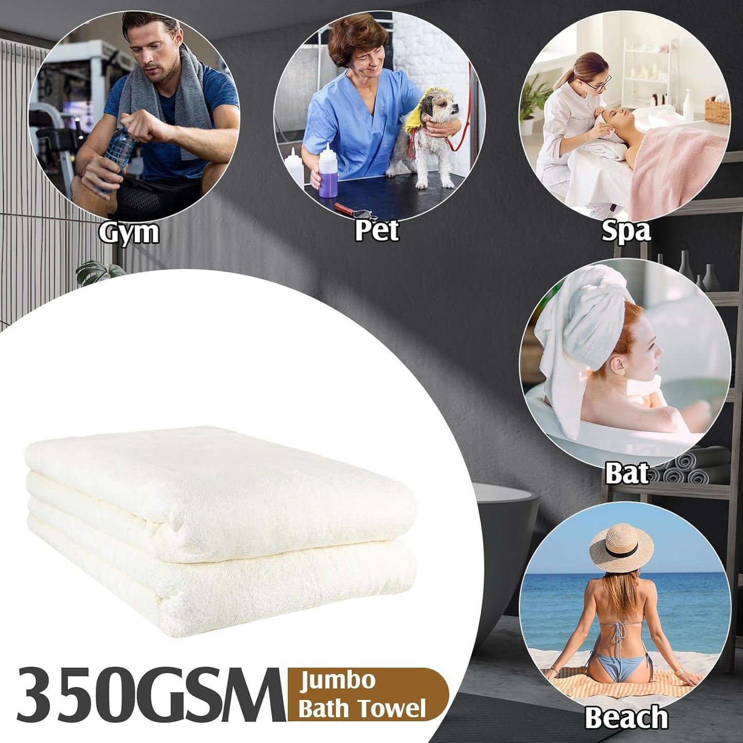 2 40 80 Inch 350gsm Preboun Pcs Oversized Fleece Bath Towels, x Bath Sheets Extra Large Microfiber Coral Velvet Highly