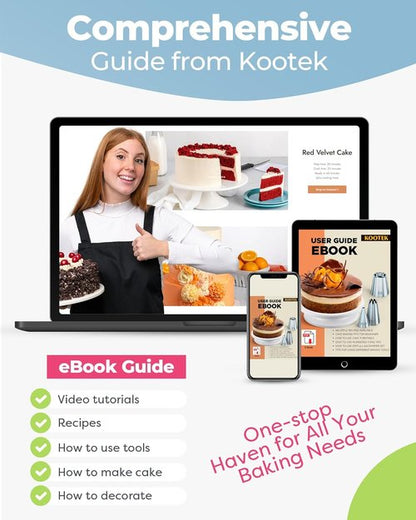 Kootek 32-Piece Cake Decorating Kit - 24 Icing Piping Tips & 2 Reusable 12-Inch Pastry Bags