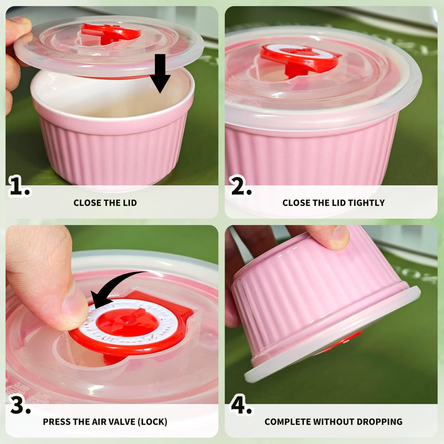 Ramekins with Lids 8 Oz - Set of 6, Ceramic Souffle Creme Brulee Ramekins with Covers, Colorful Custard Cups for Baking, Ceramic Custard Cups Safe and Dishwash Safe