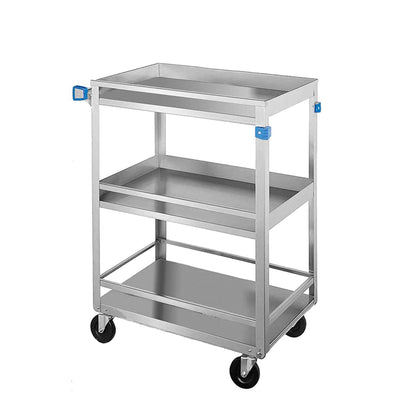 Lakeside Manufacturing 316 Guard Rail Utility Cart, Stainless Steel, 3 Shelves, 300 lb. Capacity (Fully Assembled)