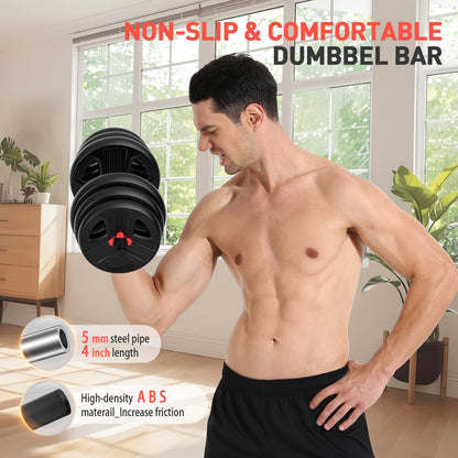 UKEEP Adjustable Dumbbells Set, 20/30/40/60/80lbs Free Weight Set with Connector of 2 Convertible to Barbell, Fitness Exercises for Home Gym Suitable Men/Women