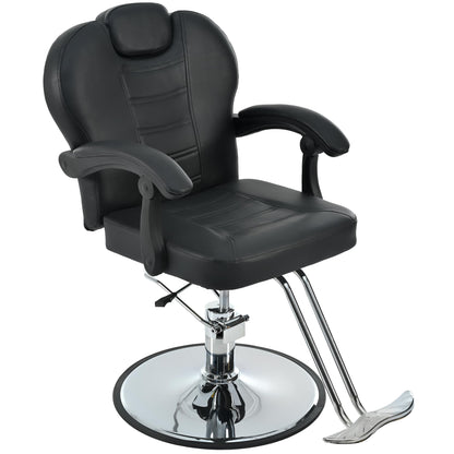 Merax Classic Reclining Barber Salon Chair for Hair Stylist with Heavy Duty Hydraulic Pump, 360° Rotation, Tattoo Chairs Shampoo Beauty Salon Equipment, Black