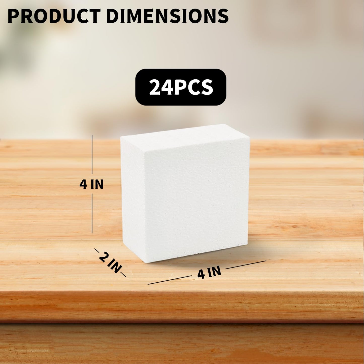 24 Pcs Craft Foam Blocks,4x4x2In Styrofoam Blocks,White Foam Bricks for School Projects Sculpting, Modeling, Floral Arrangements, Packing and DIY Crafts - Lightweight and Durable (4x4x2inch-24pcs)
