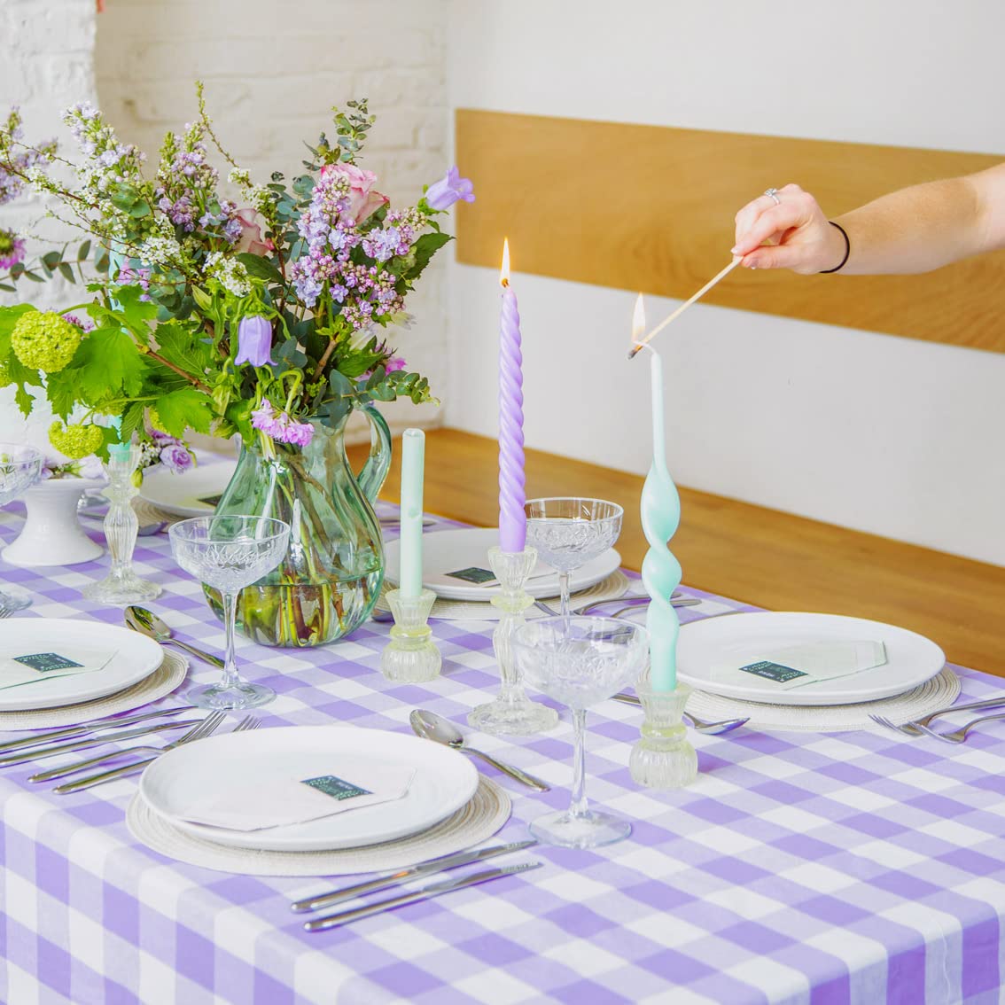 Talking Tables Small Light Green Glass Candle Holder for Candlesticks or Tea Lights | Decorative Easter Table Decorations, One Size, (Boho-GRN-SMLCNDLHOLD)
