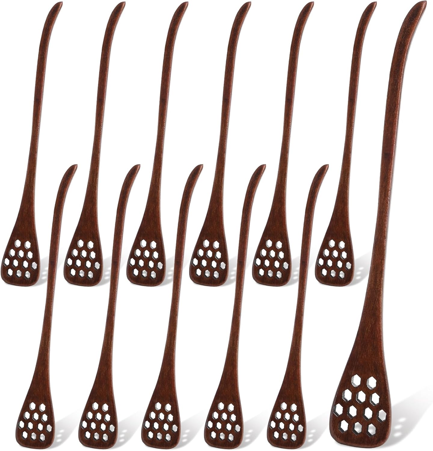12 Pack 7'' Cididu Wood Honey Dipper, Honey Spoon Sticks, Honey Mixing Stirrers for Tea Coffee, Honey Comb Sticks