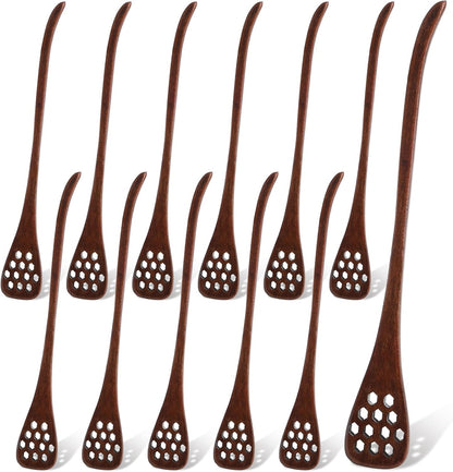 12 Pack 7'' Cididu Wood Honey Dipper, Honey Spoon Sticks, Honey Mixing Stirrers for Tea Coffee, Honey Comb Sticks