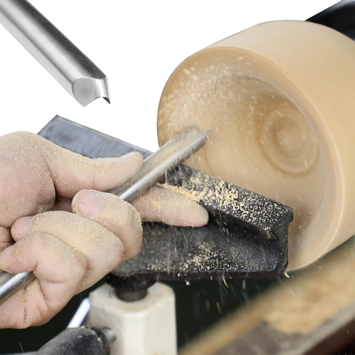 SIIIXS 5/8" HSS Bowl Gouge with Side Grind(1/2" Flute), Wood Lathe Bowl Turning Tools Spindle Gouge Chisel. ﻿
