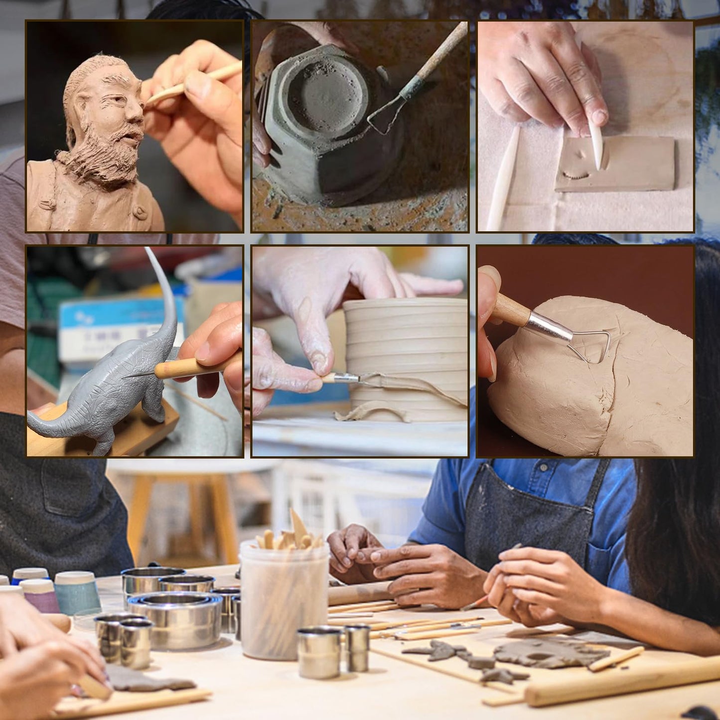 Clay Tools Kit, Pottery Tools, Polymer Clay Tools, Clay Sculpting Tools with Dotting Tools, Modeling Clay for Modeling, Smoothing, Cleaning, Carving, Shaping, and Sculpting