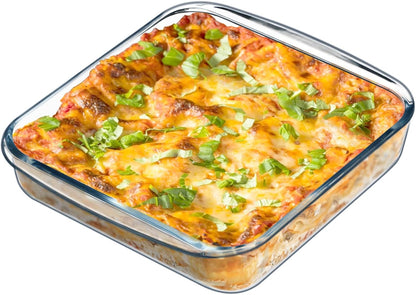 NUTRIUPS 1.7QT Square Glass Baking Dish | 8.2x8.2In Square Baking Pan for Oven