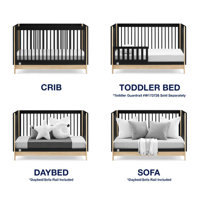 GAP babyGap Tate 4-in-1 Convertible Crib - Greenguard Gold Certified, Ebony/Natural
