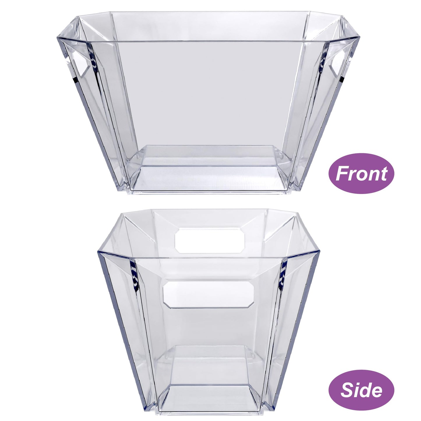 Amazing Abby - VinoVista - Acrylic Wine Chiller Bucket with Easy-Carry Handles, Plastic Party Tub, Clear Champagne Cooler, 2-Gallon Capacity for 6 to 8 Bottles, Shatter-Proof, Stackable, BPA-Free