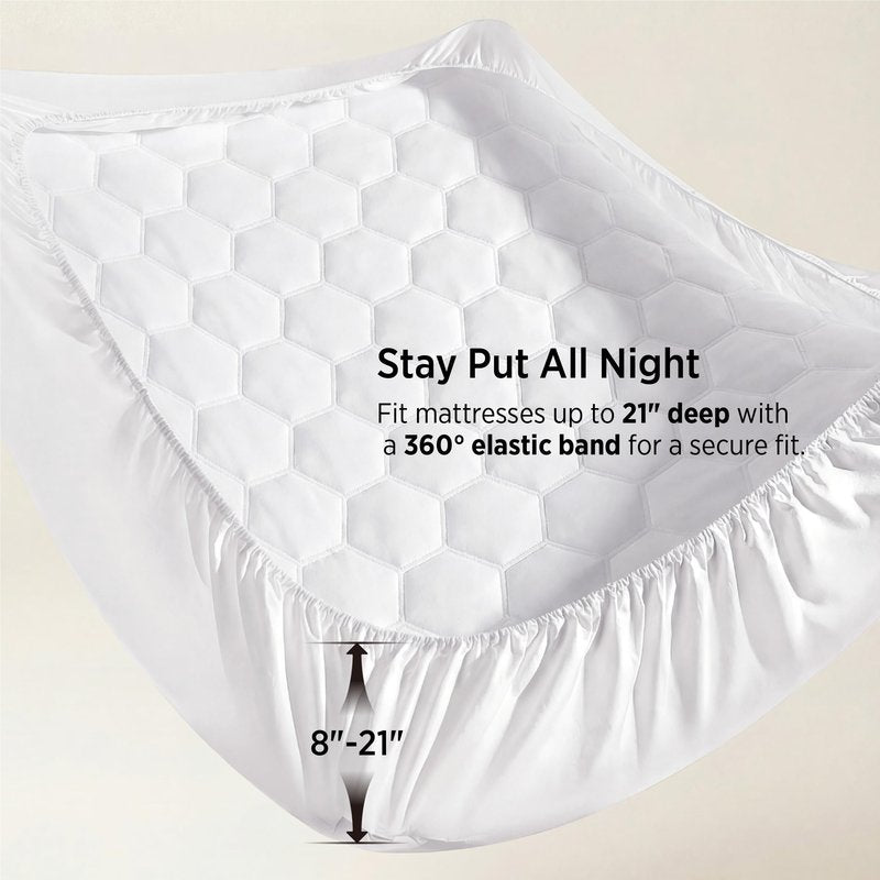 Bedsure Queen Mattress Pad - Quilted Fitted Mattress Topper Protector with 8-21 Inches Deep Pocket, Noiseless Breathable Bed Cover Padded, Machine Washable, White, 60x80 Inches