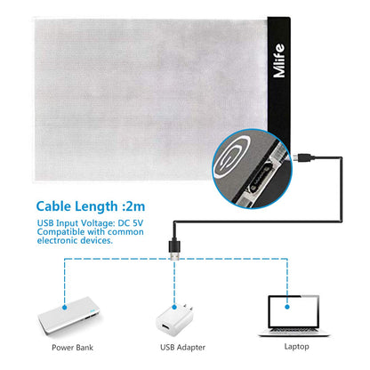 Mlife Diamond Art Painting A4 LED Light Pad - Dimmable Light Board Kit, Apply to Full Drill & Partial Drill 5D Diamond Art with Detachable Stand and Clips