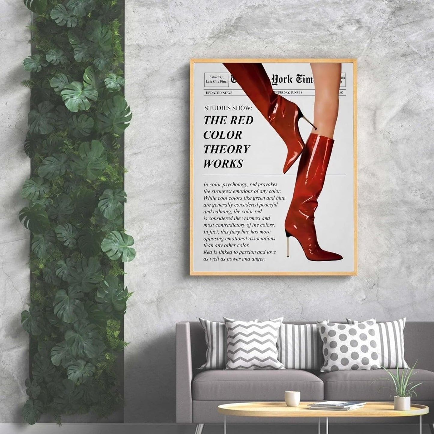 Generic 8x12inch Trendy Framed Newspaper Wall Art Prints Preppy Girly Room Decor Feminist Wall Decor Aesthetic Funky