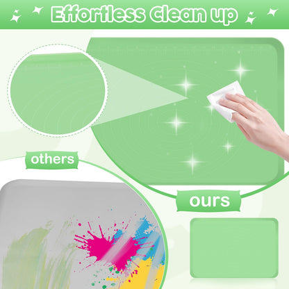 Large Silicone Mat for Crafts, 24"X19.7" Art Mat with Raised Edges for Clay, Resin, Slime, Jewelry-Making Table Protection Heat-Resistant Paint Mats, Green