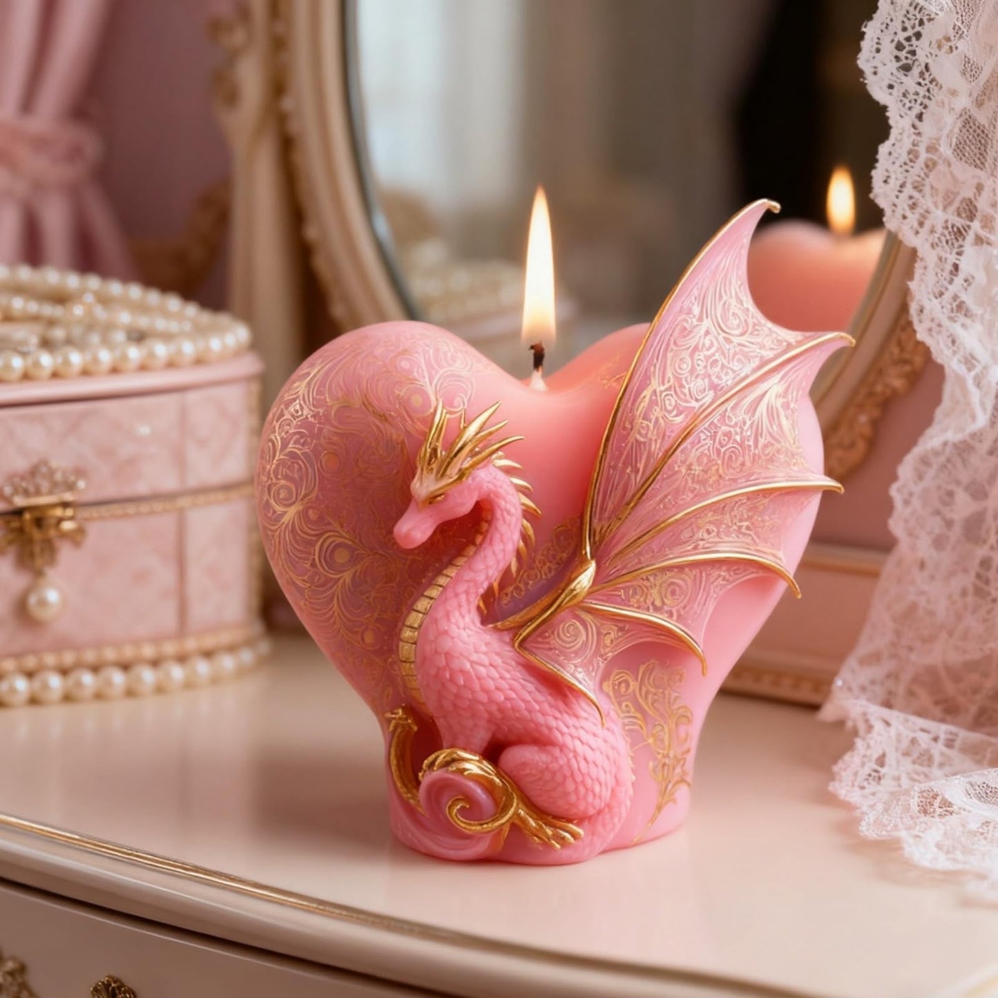 Dragon Candle Mold, 3D Heart Shape Animal Dinosaur Silicone Molds for Candle Making, Epoxy Resin Casting Molds for Handmade DIY Soap & Aromatherapy DIY Home Desk Decor