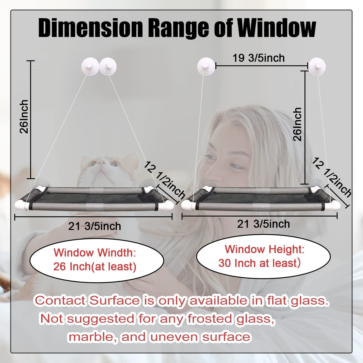 Cat Window Perch, Cat Hammock Window Seat w/Free Fleece Blanket 2025 Latest Screw Suction Cups Extra Large Sturdy Cat Bed Cat Resting Seat Hold Two Large Cats White Indoors (One Extra Suction Cup