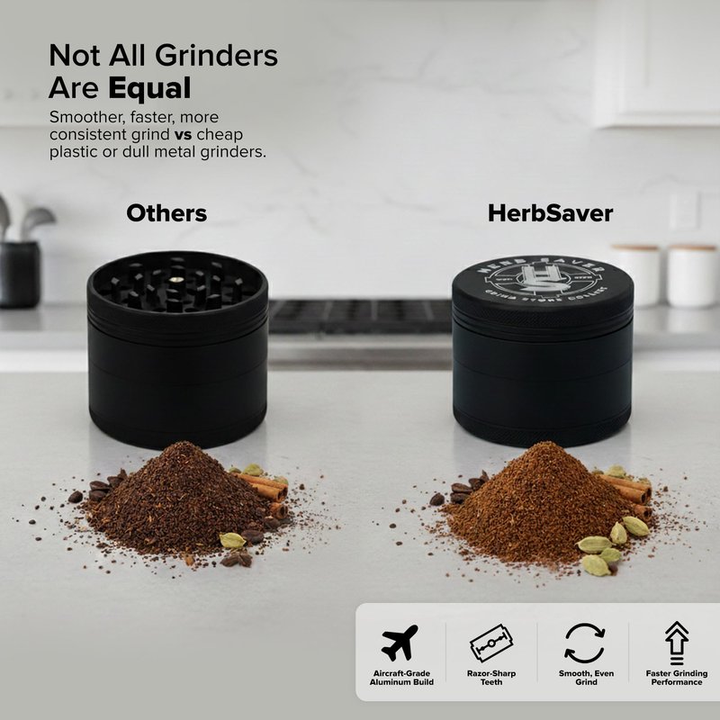 HerbSaver 2.5 Inch Aluminum Spice Grinder (Black)