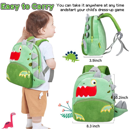 PEDOLLTREE Reborn Baby Dolls Clothes Accessories Dinosaur Outfit Set 12 Pcs Set for 17-22 Inch Reborn Doll Newborn Baby Boy with Green Dinosaur Backpack