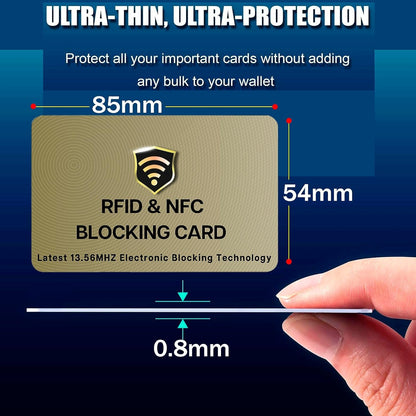 SaiTech IT RFID Cards, 5 Pack One Card Protects Entire Wallet Purse For Men & Women, NFC Contactless Bank Debit Credit Card Protector ID ATM Guard Card – Golden