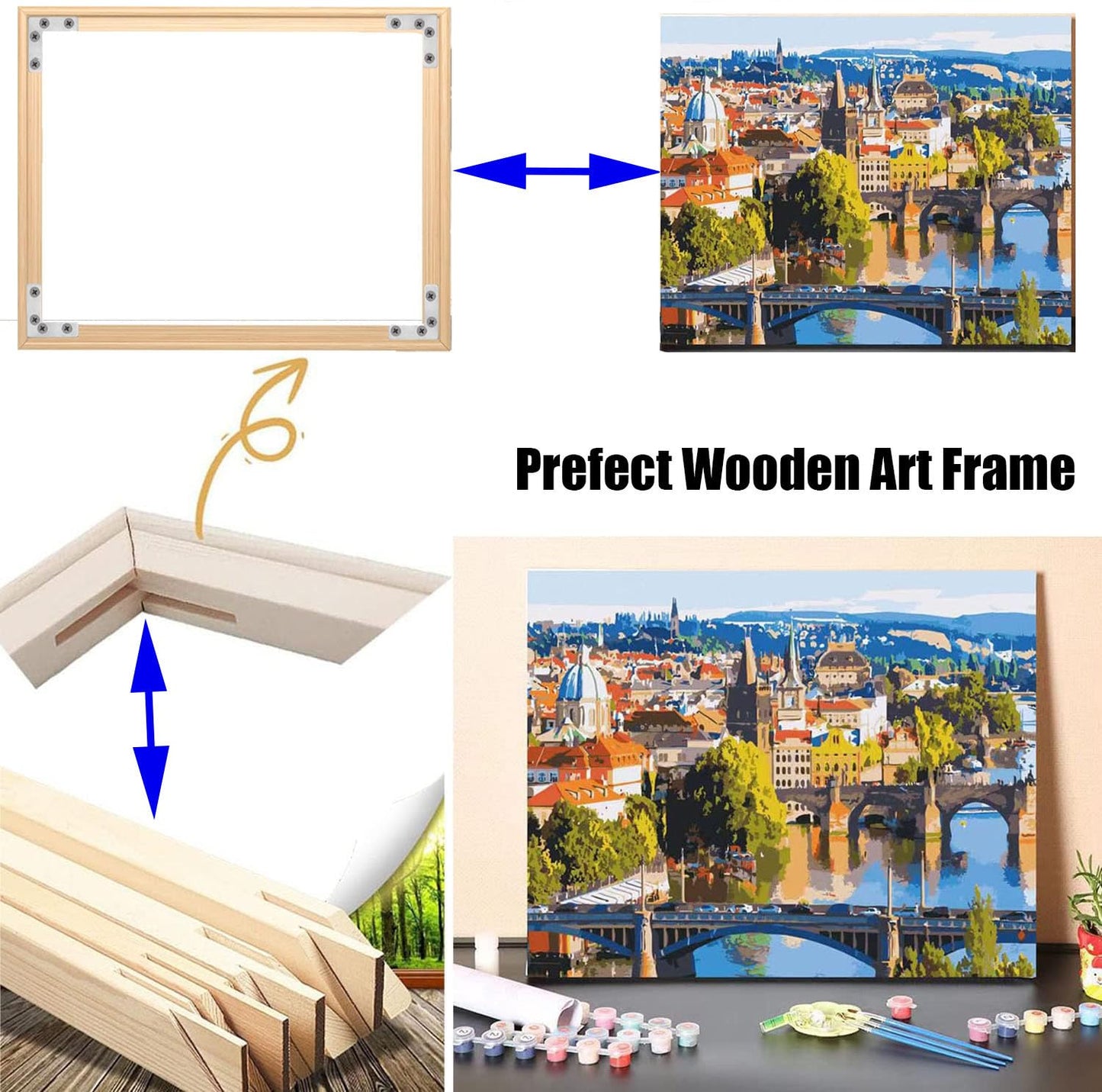 2 Set 12"X 16" DIY Wood Canvas Stretcher Bars,Removable Canvas Frames Kit,Lightweight Sturdy Stretcher Frames for Oil Painting,Diamond Painting,Canvas Painting and Needle Arts Supplies (12in*16in)