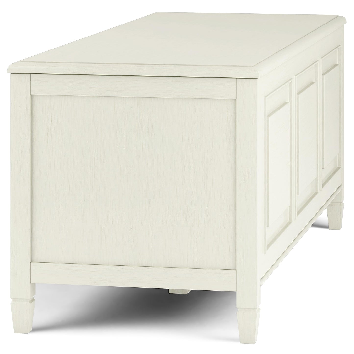 SIMPLIHOME Connaught Storage Bench - 51 inch Wide Solid Wood Trunk Bench in Antique White, Traditional Bench for Entryway with Lift-Up Lid and 3 Hidden Compartments