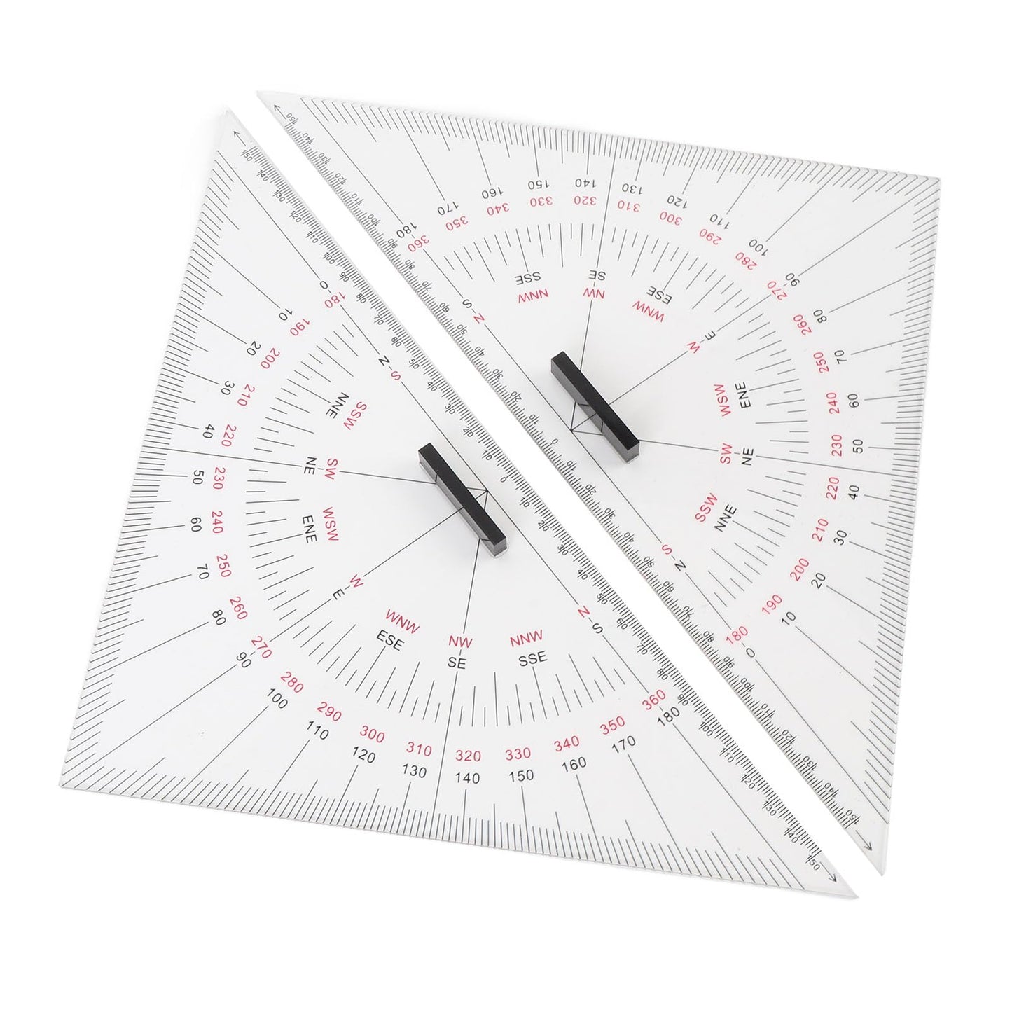 2pcs Chart Drawing Triangle Ruler, 11.81in Course Triangle Positioning Triangle Boat Architectural Stationery Navigation Plotting Kit for Training Purposes Maritime