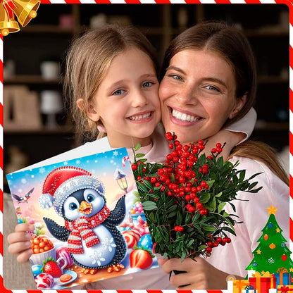 YGbaby 12 Packs DIY 5D Diamond Painting Christmas Cards Kits for Adults - Crystal Box Snowman Diamond Art Greeting Cards - Merry Christmas Gem Art Gifts for Xmas Family and Friends