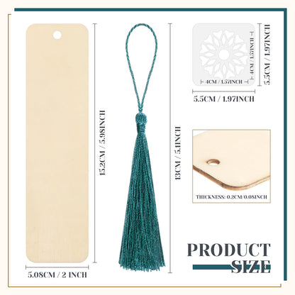 TaoBary 92 Pcs Large Size Wood Bookmark Making Kit Includes 36 Unfinished Blank Bookmarks 36 Tassels 20 Templates Craft DIY Crafts, Painting, Valentine's Day, Mother's Day Gift(Floral, 6 x 2 Inch)