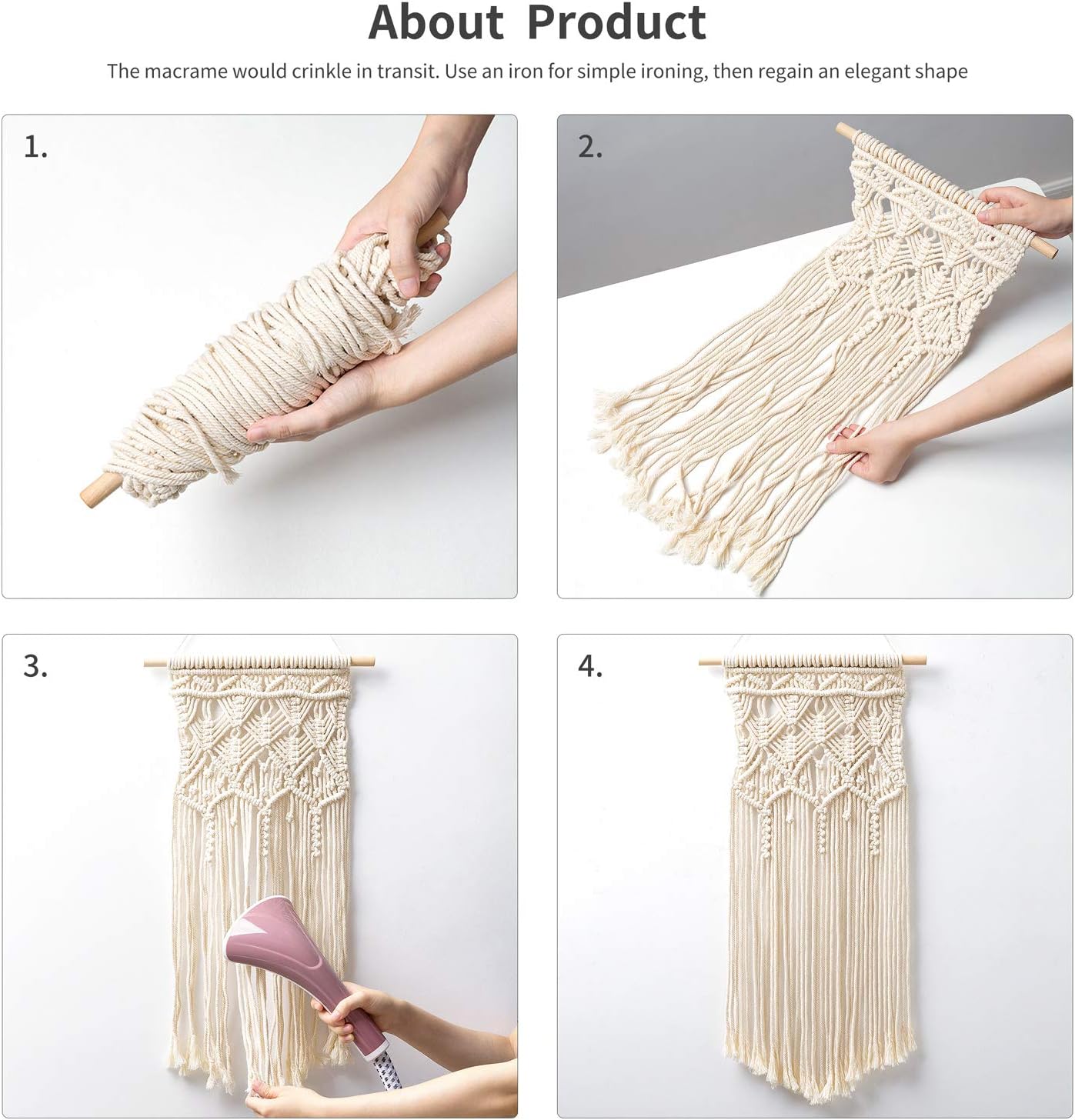 2 28" 13" Mkono Pcs Macrame Woven Wall Hanging Boho Chic Geometric Art Decor - Beautiful Bedroom Nursery Apartment Home