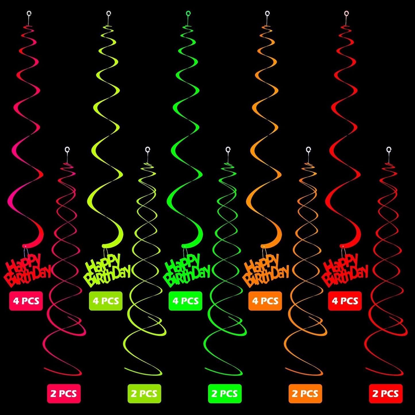 Sumind Neon Party Supplies, Glow in the Dark Balloons and Streamers for Adult Party Decorations