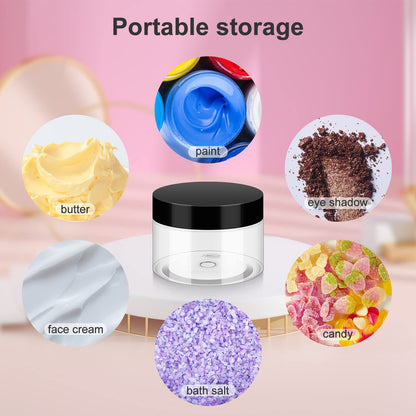 Loretoy 50 Pack 4 OZ Plastic Jars with Lids, BPA Free, Reusable, Refillable Transparent Cosmetic Containers for Bath Salts, Cosmetics, Powders, Beauty Product and Small Accessories