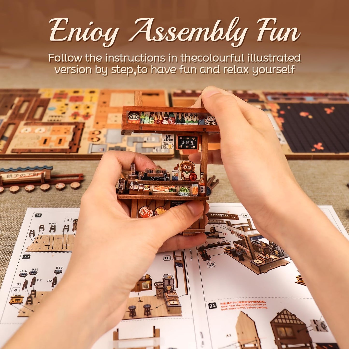 Cutefun Book Nook Kit - DIY Miniature Dollhouse Kit for Adults, Teens and Beginners, Japanese Booknook Tiny House Bookshelf Decor 3D Wooden Puzzles, Gifts for Friends and Family (Japanese Izakaya)