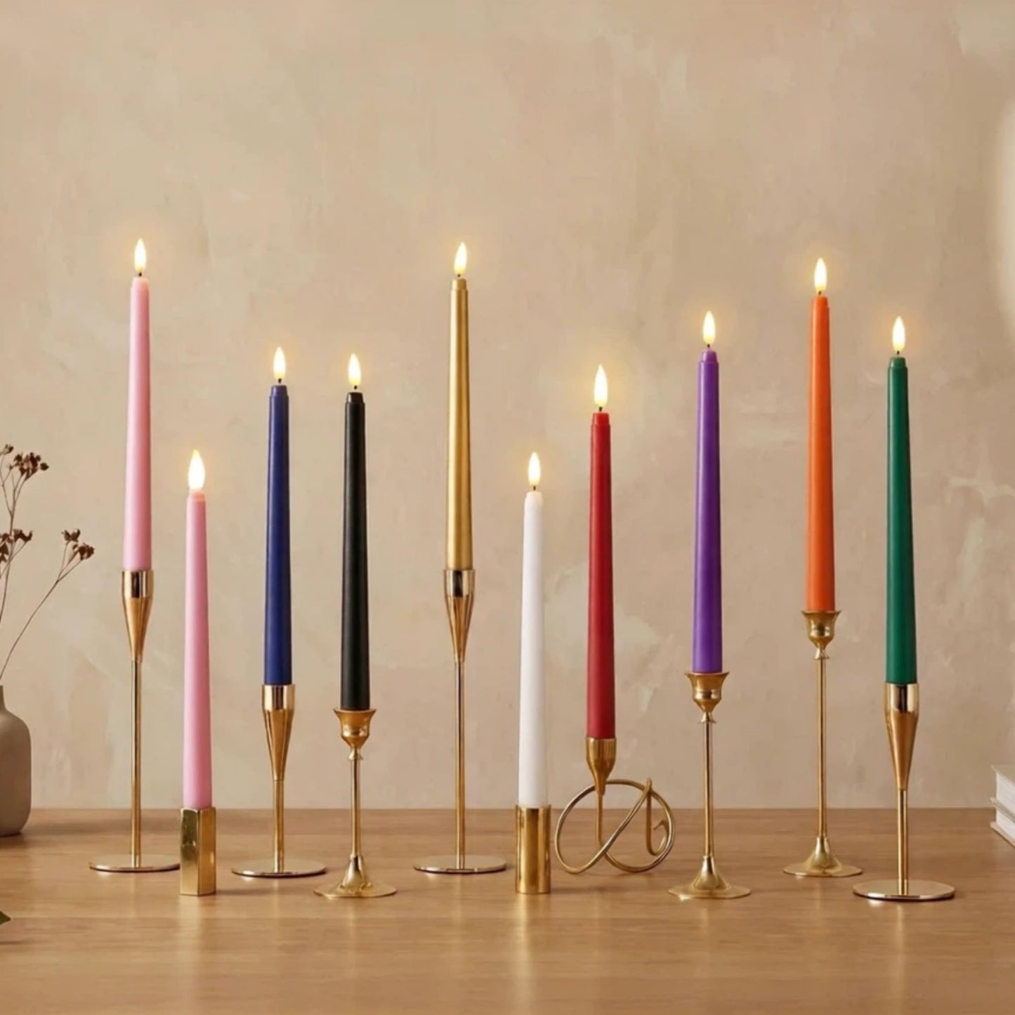 Ni-JASW White Flameless Taper Candles with Remote, Flickering Battery Powered LED Candlesticks Set of 4