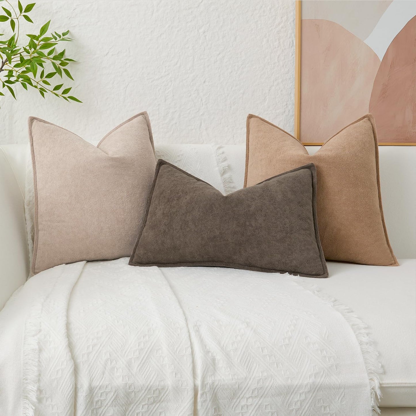 14x24 Inch 1 Pack Kevin Textile Lumbar Pillow Cover Soft Boucle Textured Decorative Waterproof Rectangle Cushion