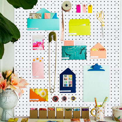 6Pcs Pegboard, Peg Board, Pegboard Wall Organizer, Mount Display Pegboard Kits fit Pegboard Storage, Small Pegboard for Craft Room Garage Kitchen, Peg Boards for Walls - White Pegboards Panels
