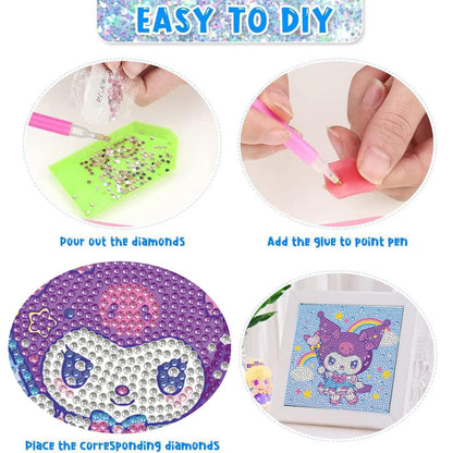 YSUNETER Diamond Painting Kits for Kids Beginner - 4 Pack DIY 5D Full Drill Diamond Art Kits for Children, Cute Animals Round Crystal Rhinestone Gem Art Crafts Home Wall Art Decor 5.9 x 5.9 Inches