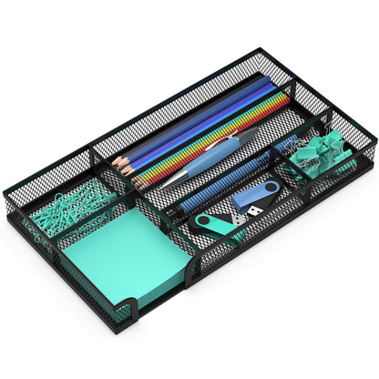 ITAYVAN Desk Drawer Organizer, Small Metal Mesh Drawer Organizer Tray, Office Pencil Drawer Organizer Accessories for Desktop, Bathroom, Kitchen, Makeup, Vanity
