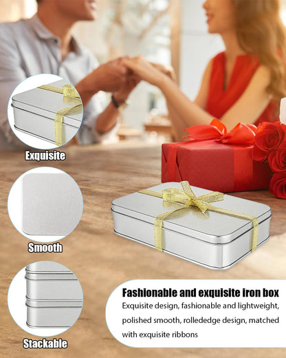 Wuqoioo Metal Tins Box With Lid, 8 Pack Cookie Tins With Lids Tin Containers With Lids For Treats, Gifts, Favors, Candle And Crafts (4.92 x 3.54 x 2.36)