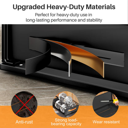 Pull out Cabinet Organizer,Heavy Duty Slide out Pantry Shelves Drawer Storage with Adhesive Nano Film,Sliding Mesh Cabinet Basket with Handle for Kitchen, Bathroom, Home, 11.8"W X 15.7"D X6.2"H,Black