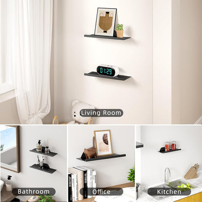 12") Floating Shelf for Wall, Wall Shelf, Off Center Metal Shelf for Decor, Modern Hanging Shelf for Storage with Lip