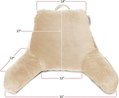 Nestl Reading Pillow with Shredded Memory Foam, Designed for Sitting Up in Bed and Couch, Back and Arms Adjustable