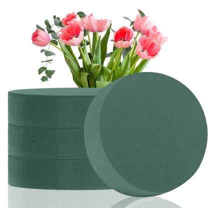 4 Pcs Round Floral Foam Blocks, 7.87 inch Plant Flower Foam, Green Flower Foam for Fresh or Artificial Flower Arrangements, Florist Foam for DIY Crafts, Wedding, Birthdays, Home Decor