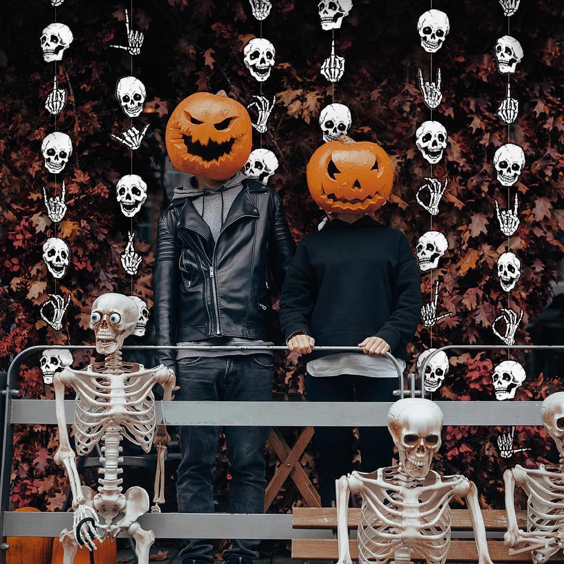 Cheerland Halloween Garland Skull Party Decorations Skeleton Finger for College Banner Spooky Garlands Adult Skeleton Birthday Party Decoration Haunted House Streamers Hanging Teen Dorm Decor 6 Pcs