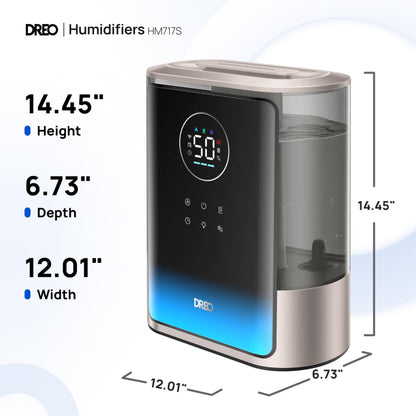Dreo 8L Smart Humidifier Large Room 600ft², HM717S, 80H Runtime Supersized Warm and Cool Mist Humidifiers for Bedroom Baby, 28dB Quiet Air Humidifier for Plants Indoor, Home, Whole House, Silver