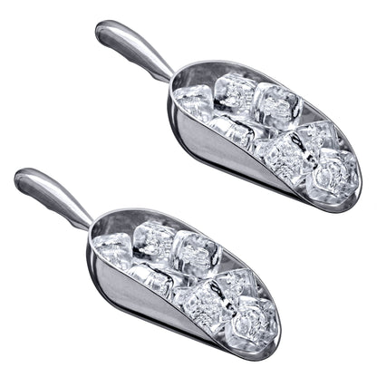 Amazing Abby - Elsa - 12-Ounce Aluminum Ice Scoops (Set of 2), Cast Aluminum Utility Scoops, Food-Grade, Good for Home and Commercial Use, NOT Dishwasher-Safe, Hand-Wash Recommended