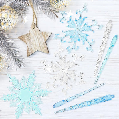 VGOODALL Christmas Snowflake Decorations, 36pcs Clear Acrylic Ornaments Set for Santa Outdoor Party Decoration Craft