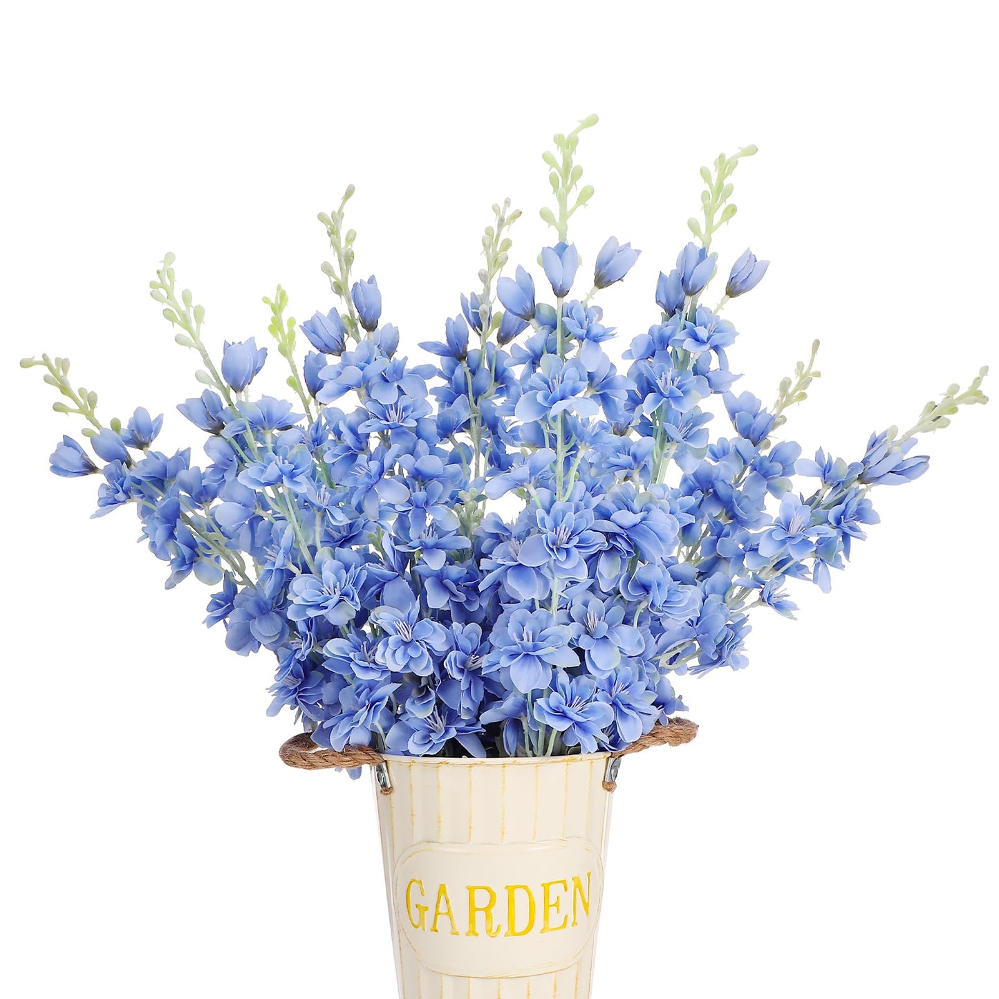 Ovveroche 10 Pcs Delphinium Artificial Flowers for Decoration, 33.86 Inch Long Stem Larkspur Fake Flowers Light Blue Faux Silk Bouquets for Tall Vase Wedding Home Decor Floral Arrangements(Dark Blue)