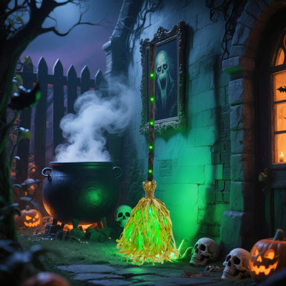 DR.DUDU 35" Animated Witches Broom Halloween Decor Magic Witch Broomstick