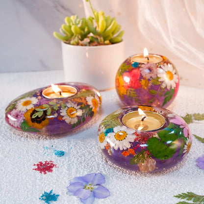 LET'S RESIN Tealight Candle Holder Resin Molds Silicone,3Pcs Tea Light Candle Holder Molds for Resin,Plaster,Cement Concrete,Epoxy Moulds for DIY Home Décor,Great for Beginners